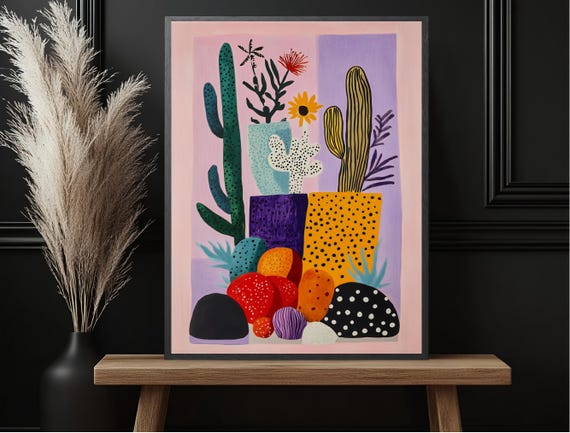 Colorful Maximalist Wall Art Matisse Inspired Patchwork Poster Vibrant Home Decor Abstract Art Print For Living Room