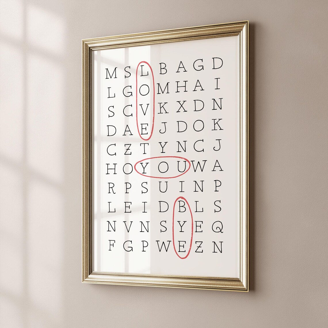Love You Bye Crossword Entryway Quote Art Print - Image 3