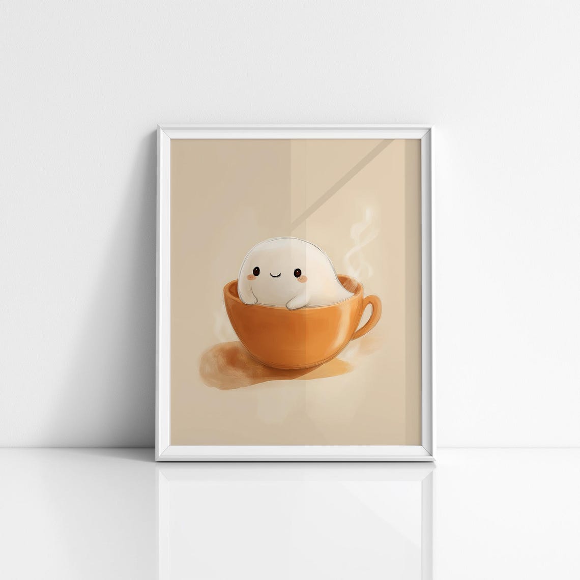 Cute Ghost In Coffee Cup Boos Brew Kawaii Halloween Art Poster - Image 2