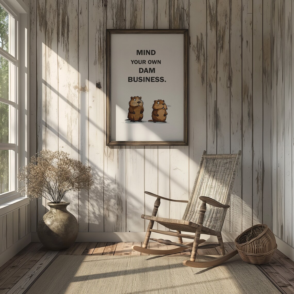 Rude Humor Mind Your Own Dam Business Beaver Pun Poster Sign - Image 2