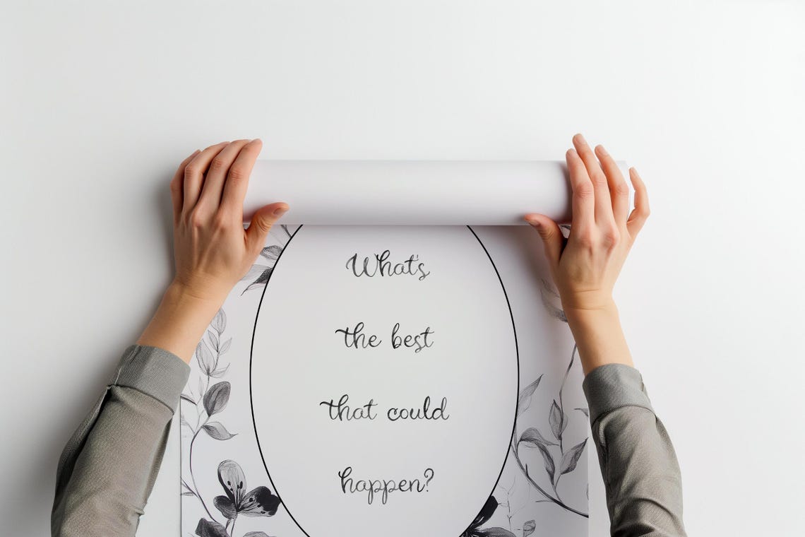 What Is the Best That Could Happen Floral Motivational Quote Art Print - Image 3