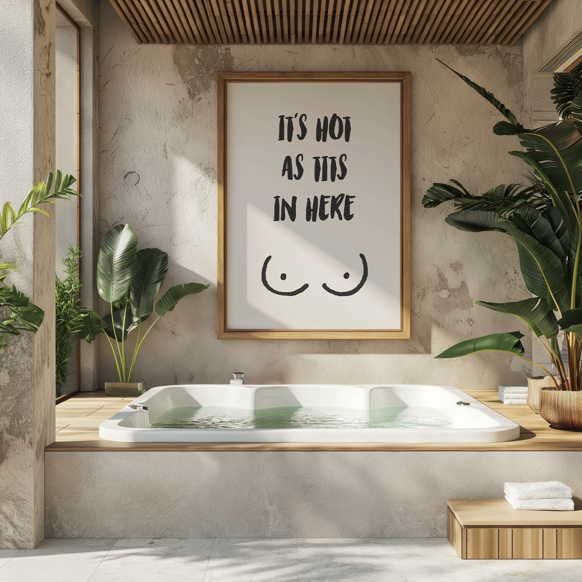 Its Hot As Tits In Here Funny Cheeky Boob Doodle Quote Poster - Image 2