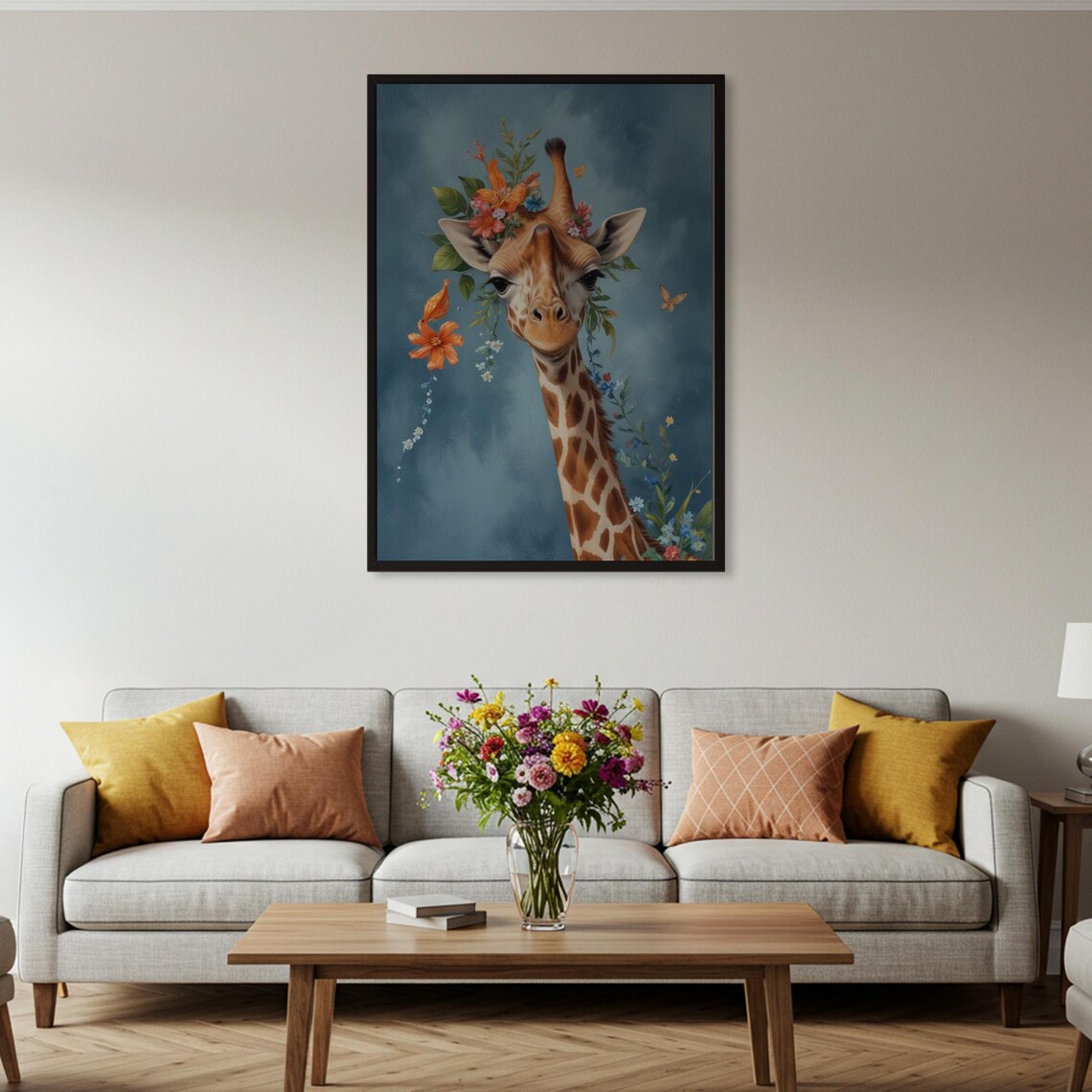 Floral Giraffe, Whimsical Botanical Nursery Decor - Image 4