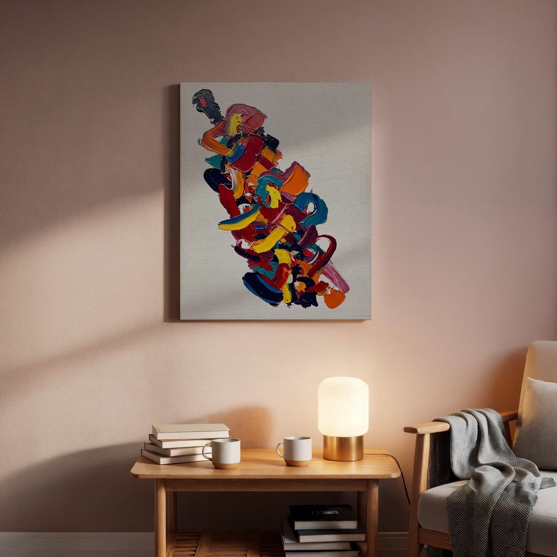 Colorful Gestural Brushstrokes in Red Orange and Blue Art Poster - Image 5