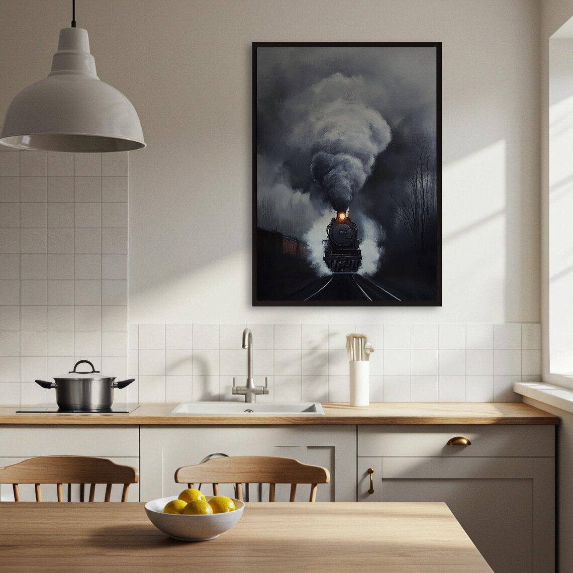 Moody Steam Train Vintage Railway Art Print - Image 3