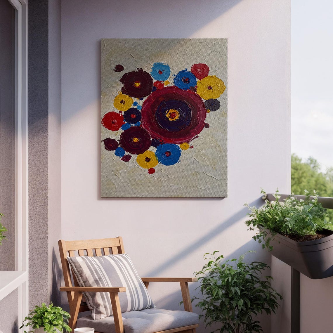 Colorful Dots Circles Impasto Geometric Bold Modern Art Poster - Image 2