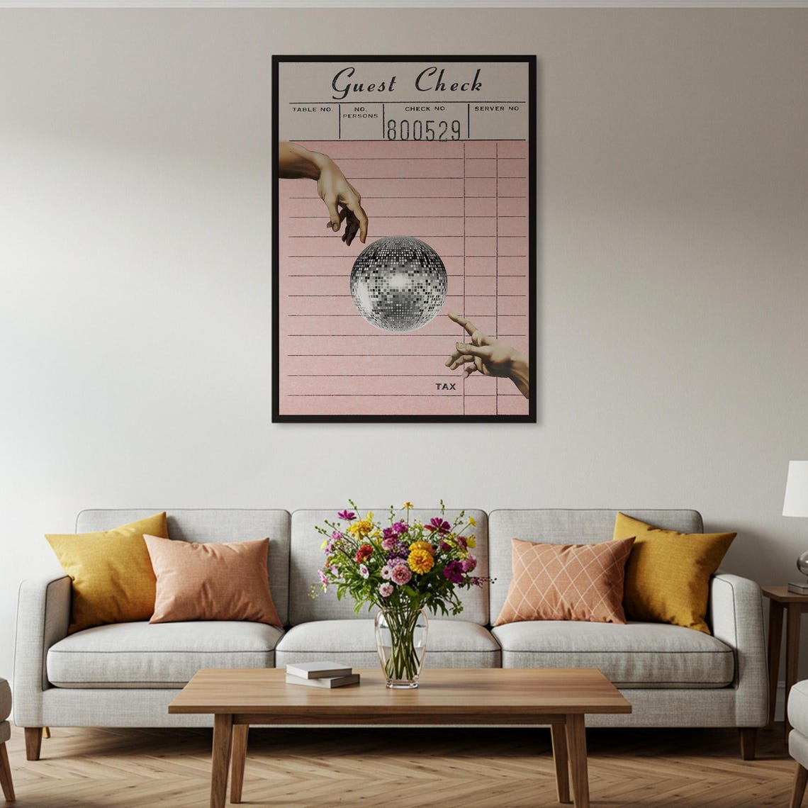 Disco Ball Guest Check Receipt Retro Party Pink Kitchen Poster - Image 5