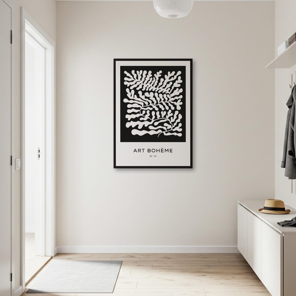 Art Boheme No 68 White Coral Botanical Black Boho Wall Poster - Image 3