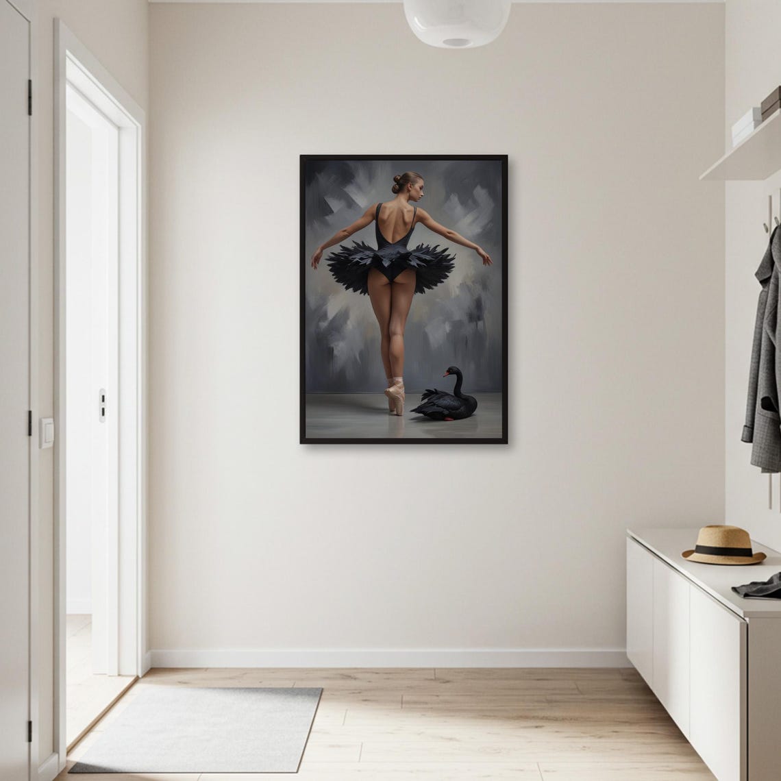 Black Swan Ballerina with Real Swan Dramatic Ballet Dance Poster - Image 3