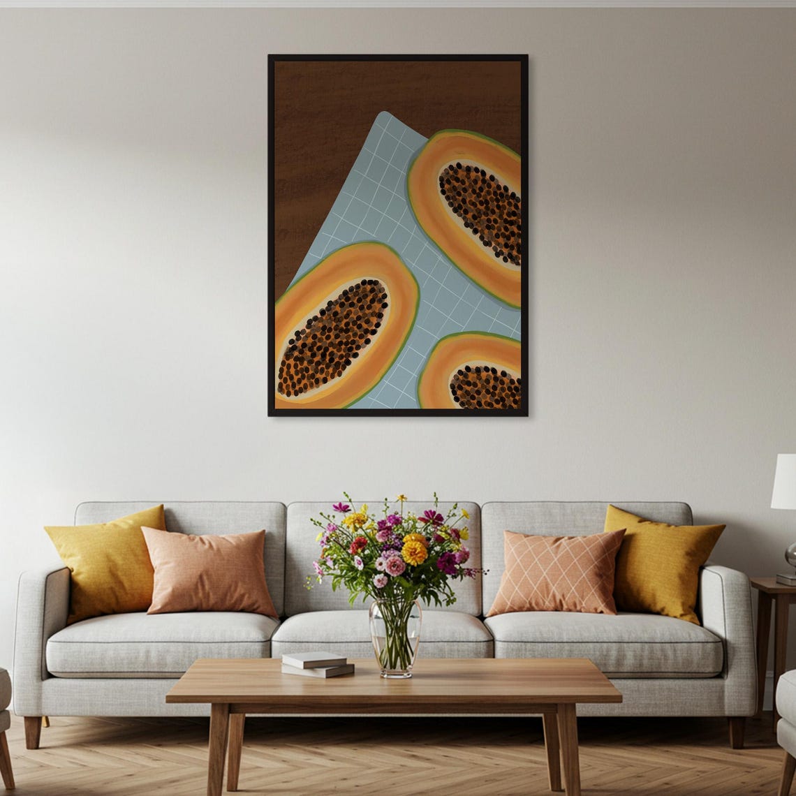 Papaya Fruit Slices Tropical Kitchen Illustrated Food Art Poster - Image 2