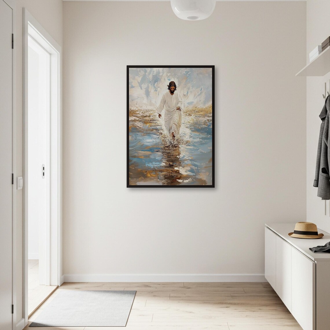 Jesus Walking On Water, Spiritual Faith Painting - Image 2