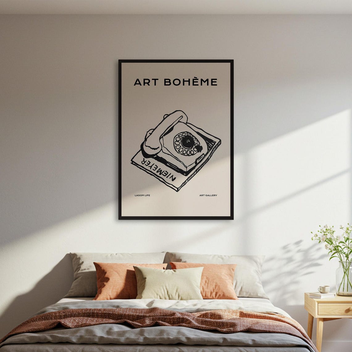 Art Bohème Vintage Rotary Telephone Black Sketch Gallery Poster
