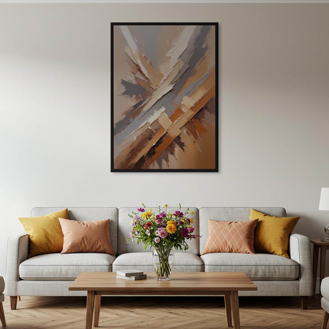 Neutral Earth Tone Textured Abstract Art Print - Image 4
