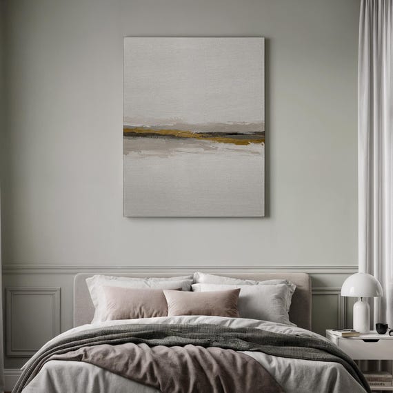 Subtle Horizon Scene Abstract Landscape Display Neutral Tone Canvas Serene Home Feature Framed Wall Accent Calm Interior Mood