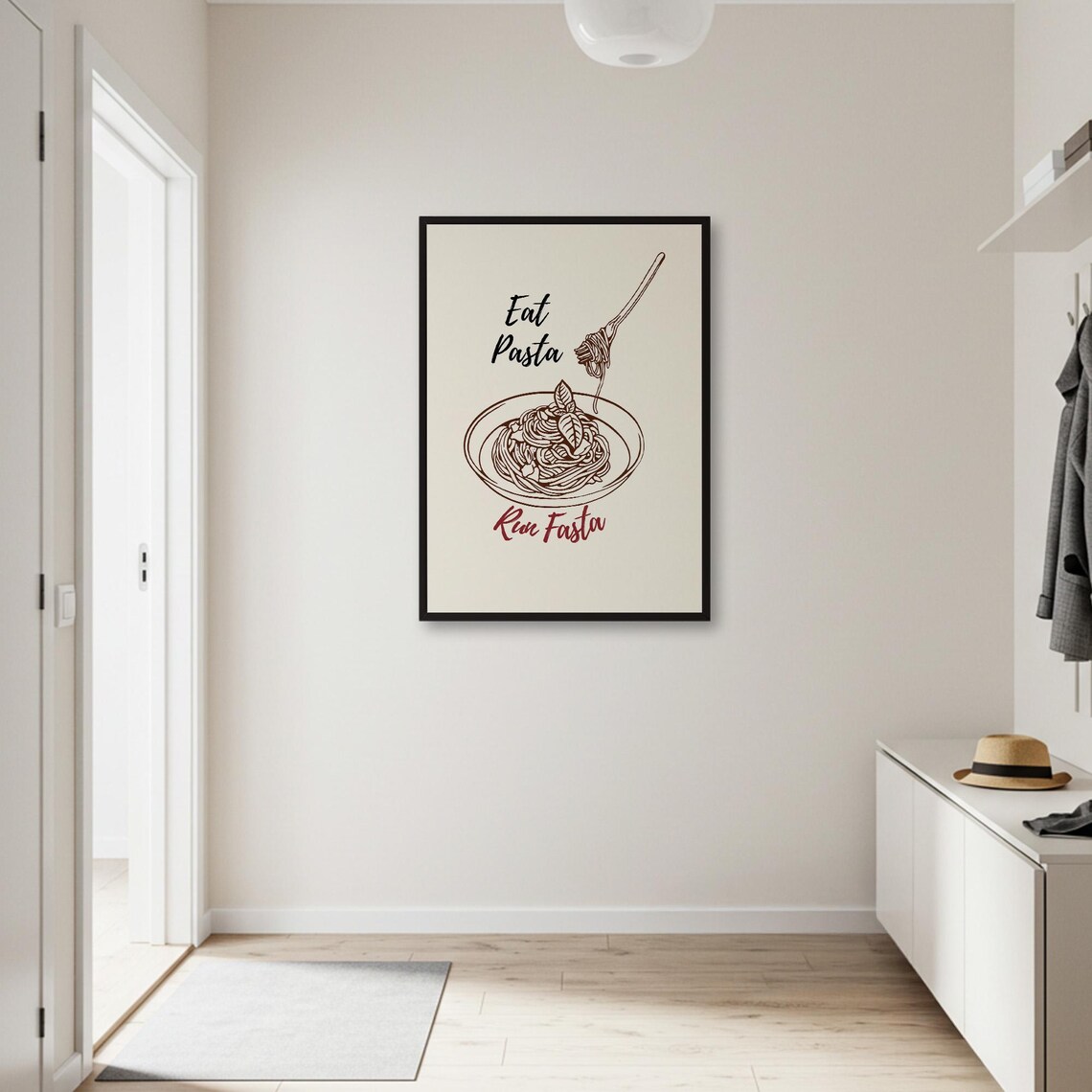 Eat Pasta Run Fasta, Funny Kitchen Quote Art Print - Image 2