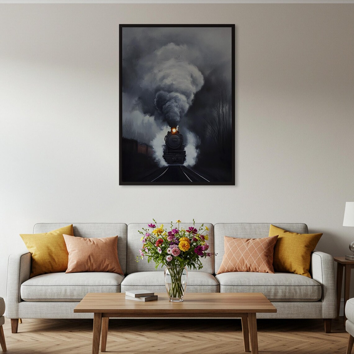 Moody Steam Train Vintage Railway Art Print - Image 4