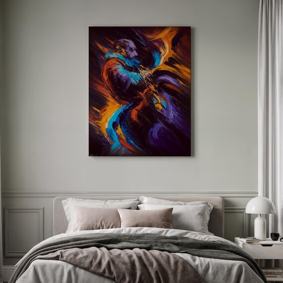 Colorful Saxophone Player Impasto Abstract Jazz Music Poster