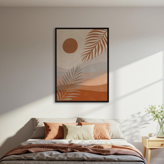 Oho Palm Leaf Poster Minimalist Desert Modern Wall Decor Natureinspired Print Earthy Abstract Artwork Living Room