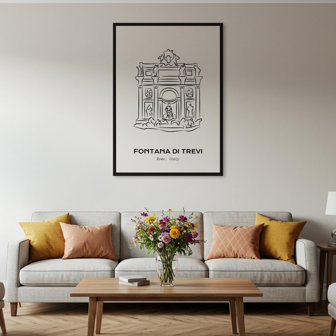 Trevi Fountain Rome Italy Minimalist Line Art Travel Landmark Poster - Image 5