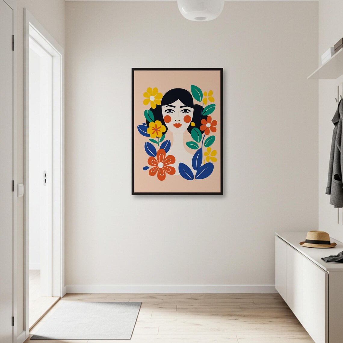 Colorful Woman And Flowers, Modern Portrait Poster - Image 2