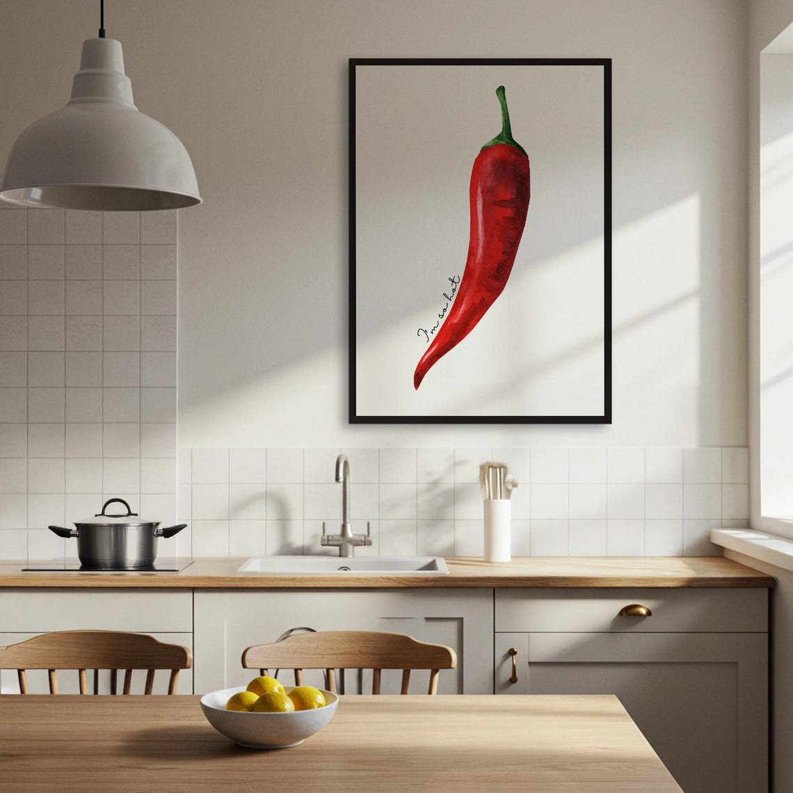 Red Chili Pepper Watercolor I Am So Hot Funny Kitchen Pun Poster