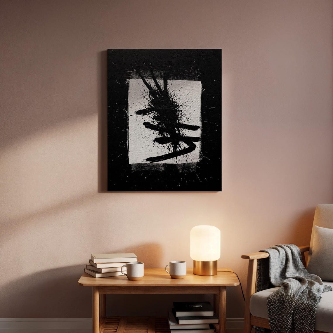 Black and White Ink Splatter Abstract Expressionist Art Poster - Image 5