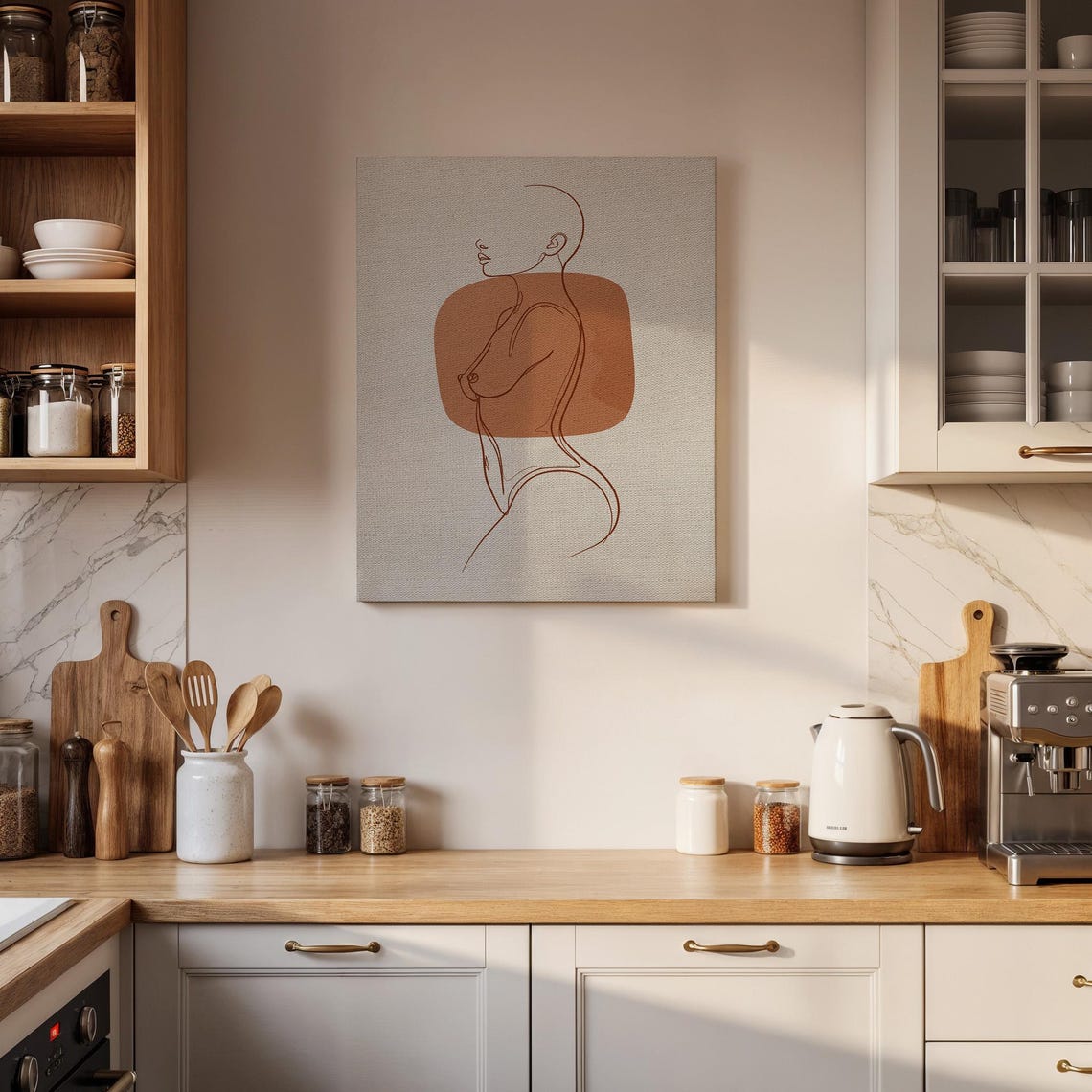 Terracotta Female Figure Line Art Minimalist Woman Body Poster - Image 4