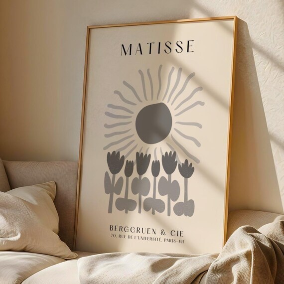 Matisse Grey Sun and Tulips Cutout Berggruen Paris Exhibition Poster