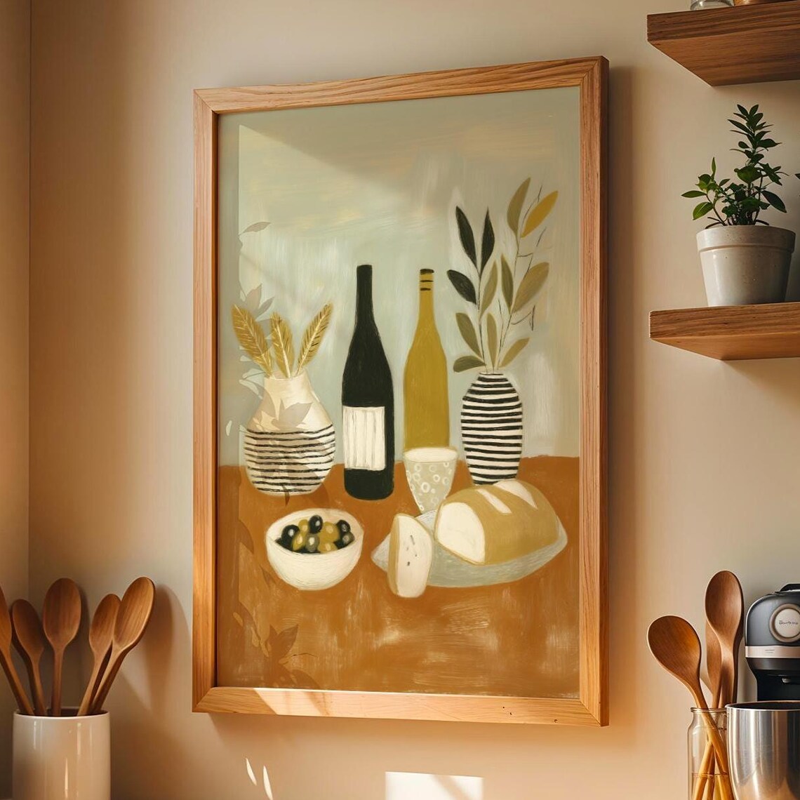 Modern Kitchen Wall Art Print, Rustic Mediterranean Style
