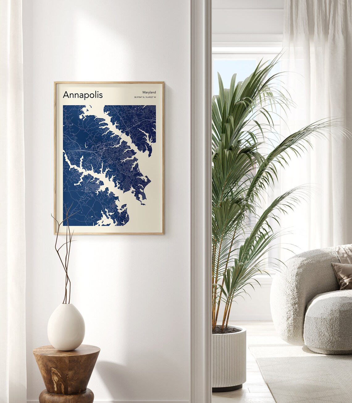 Bold Annapolis Maryland Mustard Gold Minimalist City Map Poster - Image 2