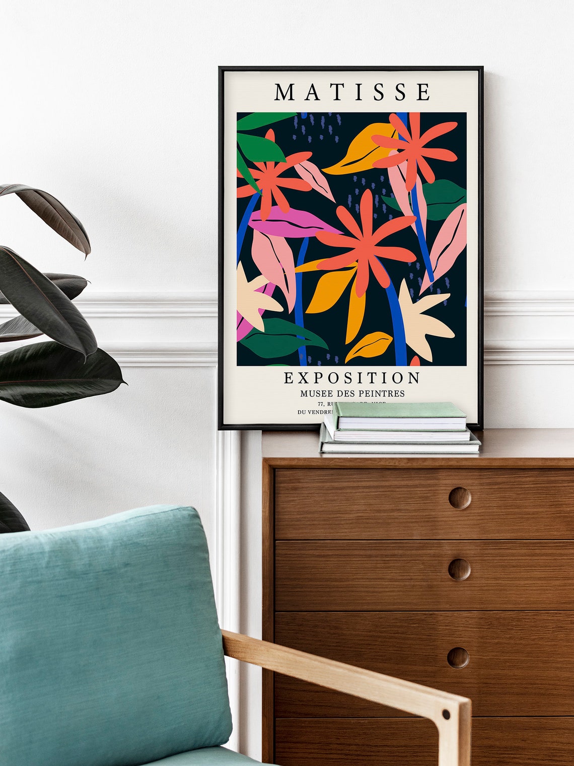Matisse Dark Floral Cut Out Exposition Nice 1970 Bold Poster - Image 2