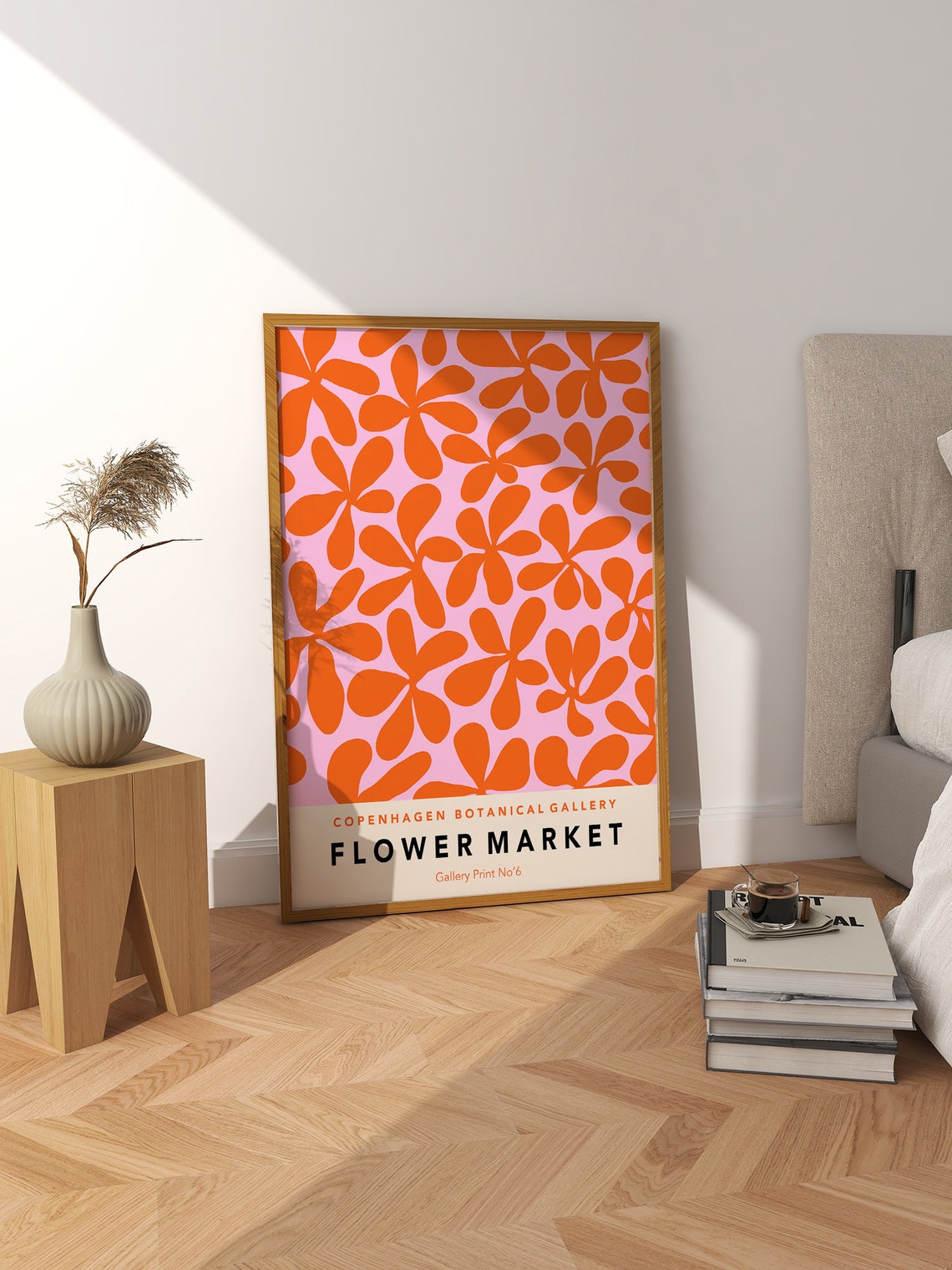 Copenhagen Flower Market Art Print Flower Market Poster Floral Boho Poster Pink Orange Flower Market Retro Flowers F092 - Image 2
