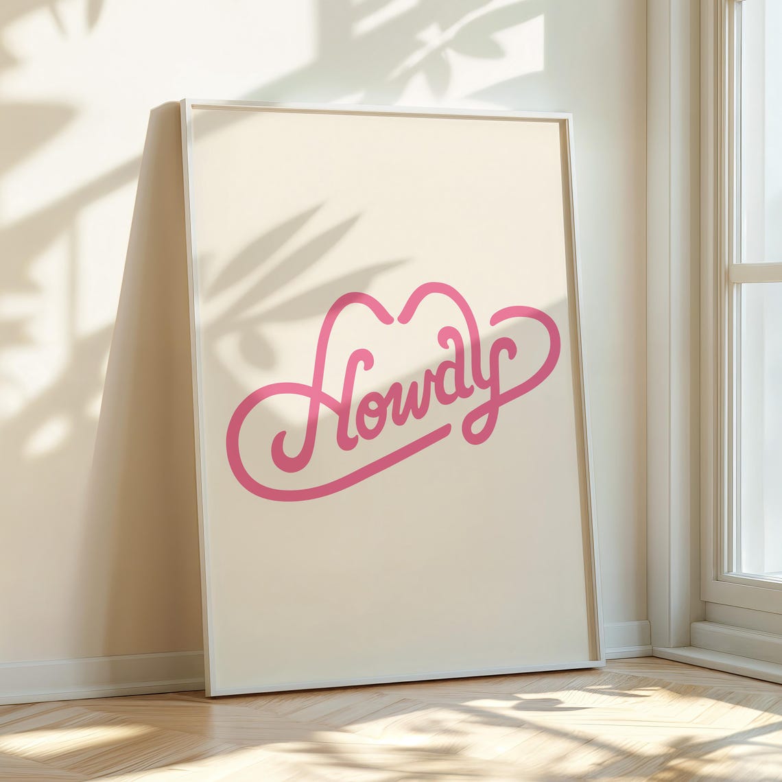 Howdy Pink Retro Script Poster Cowboy Hat Western Greeting Design - Image 3