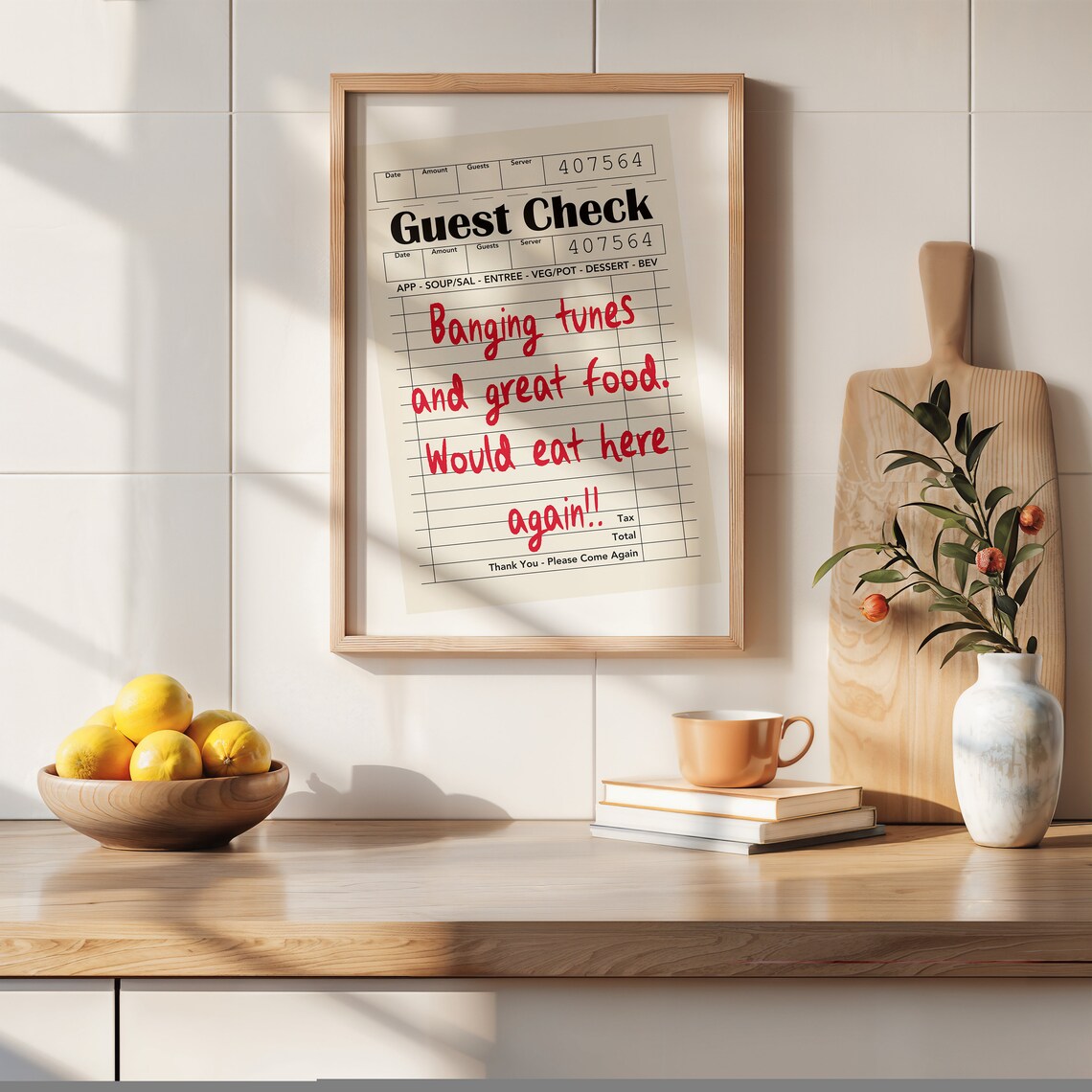 Guest Check Vintage Receipt Handwritten Review Funny Art Poster - Image 3