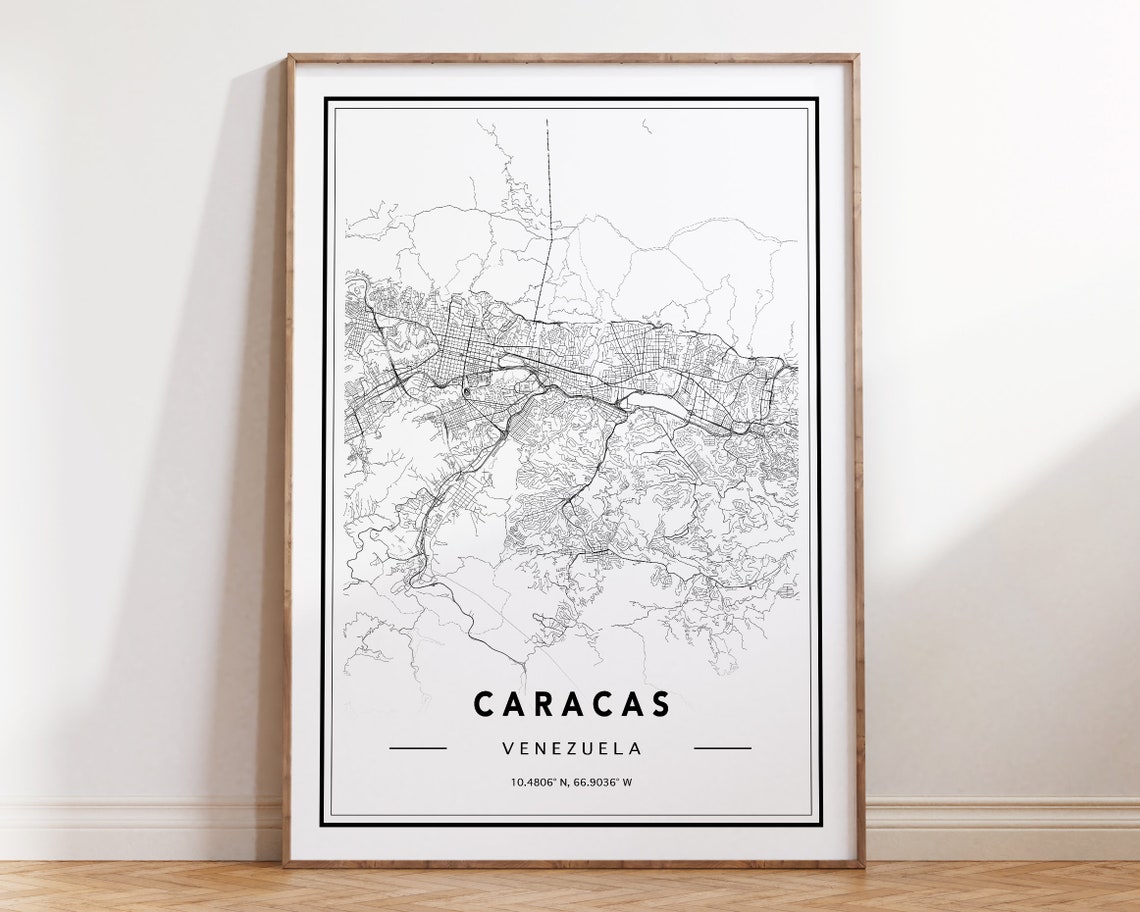 Minimalist Caracas Venezuela Black and White City Map Poster