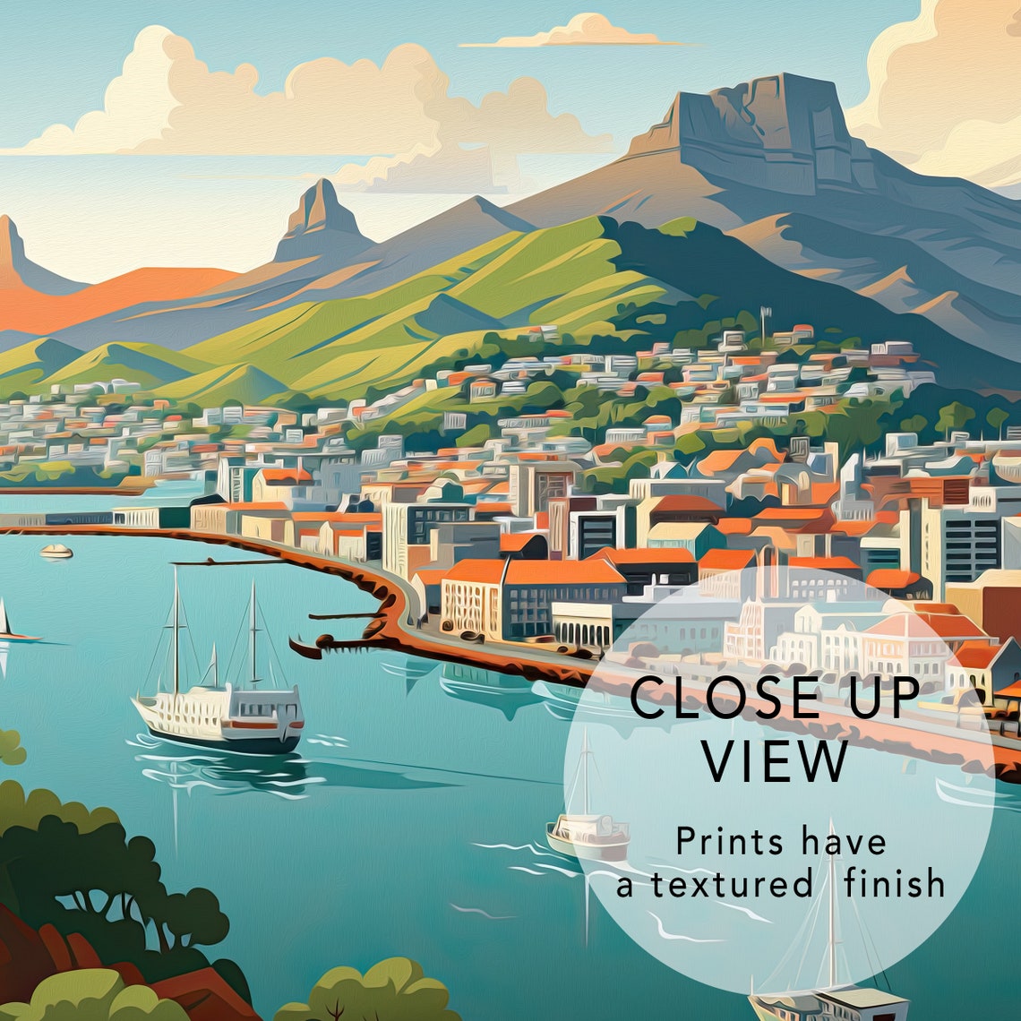 Cape Town Art Print Cape Town South Africa Poster Retro Travel Poster Cape Town Wall Art Mid Century Travel Wall Art Print - Image 3
