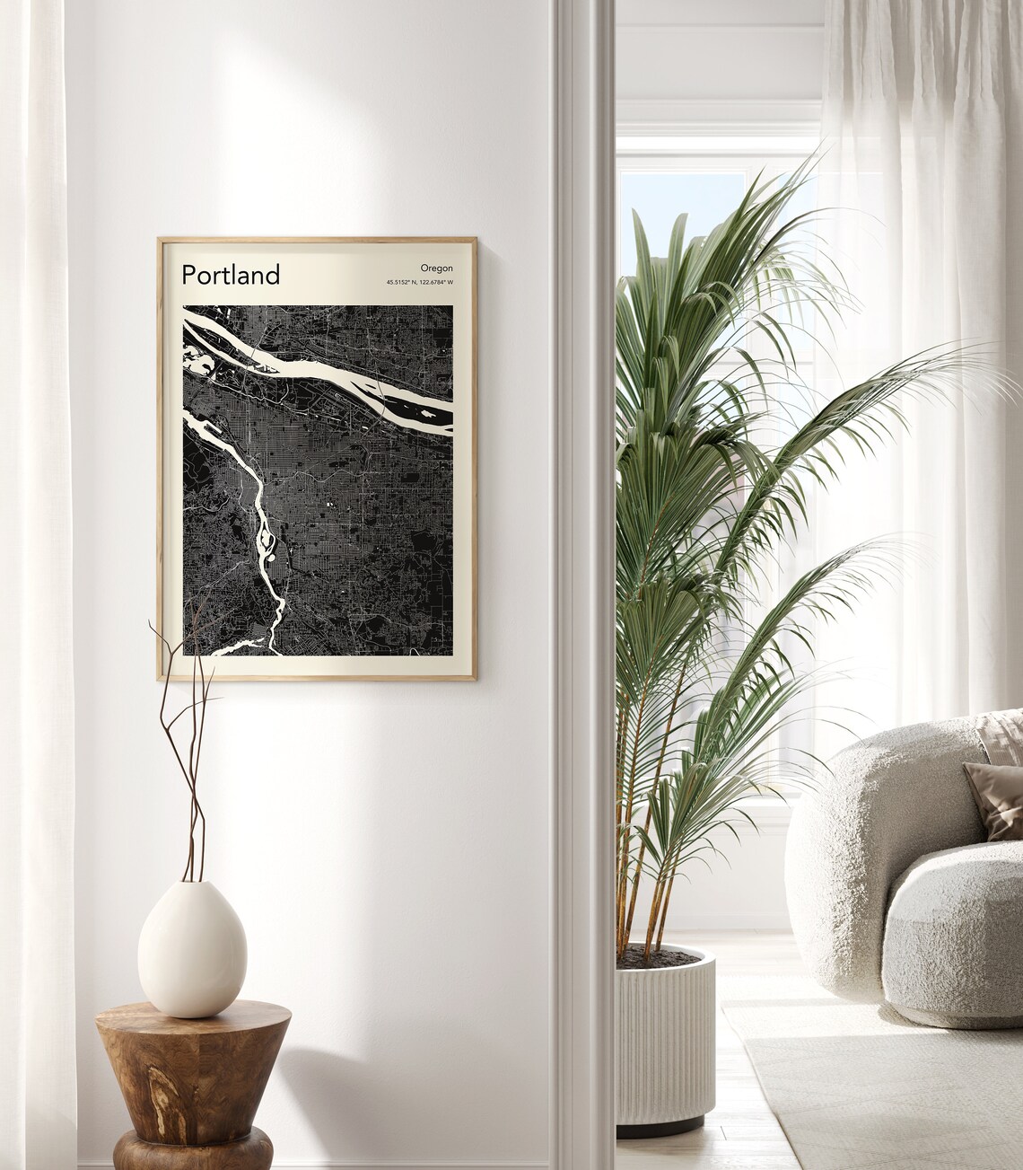Portland Oregon City Street Map Navy Blue Minimalist Art Print - Image 2