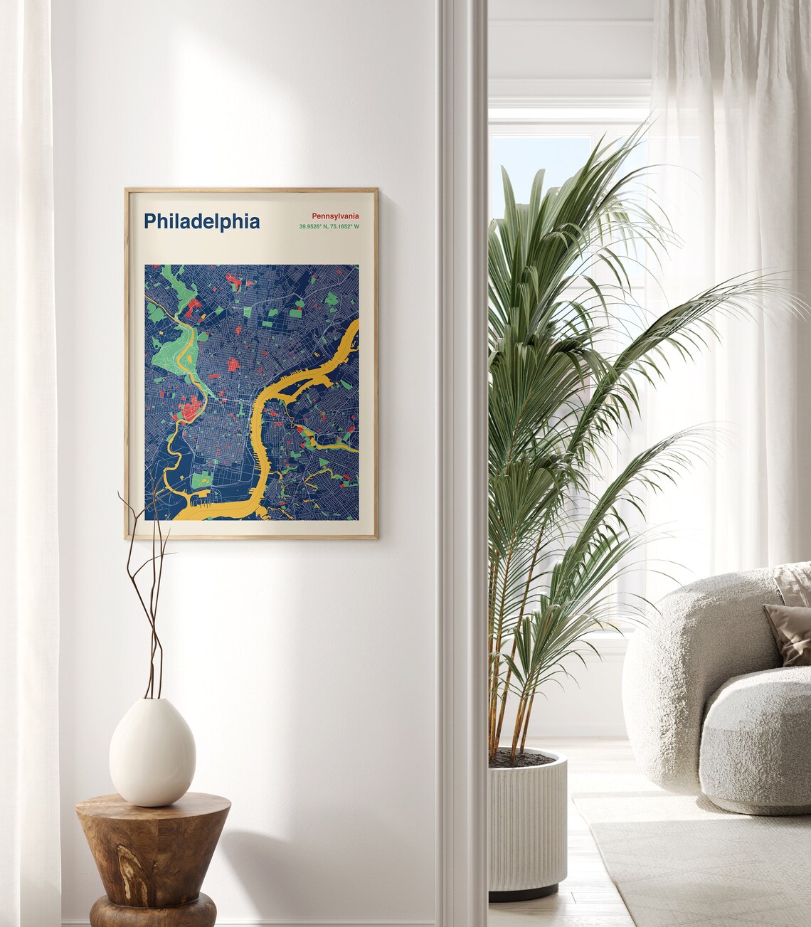 Philadelphia Pennsylvania Color Block City Map Modern Art Poster - Image 2