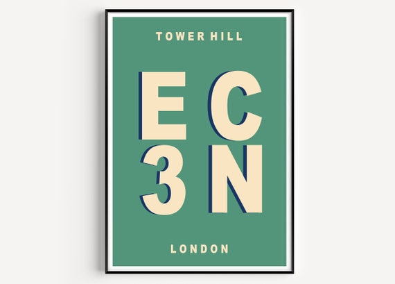 Custom Tower Hill Poster Personalised Post Code Print Tower Hill London Ec3n Print Address Art Print Poster Choice Of Colours
