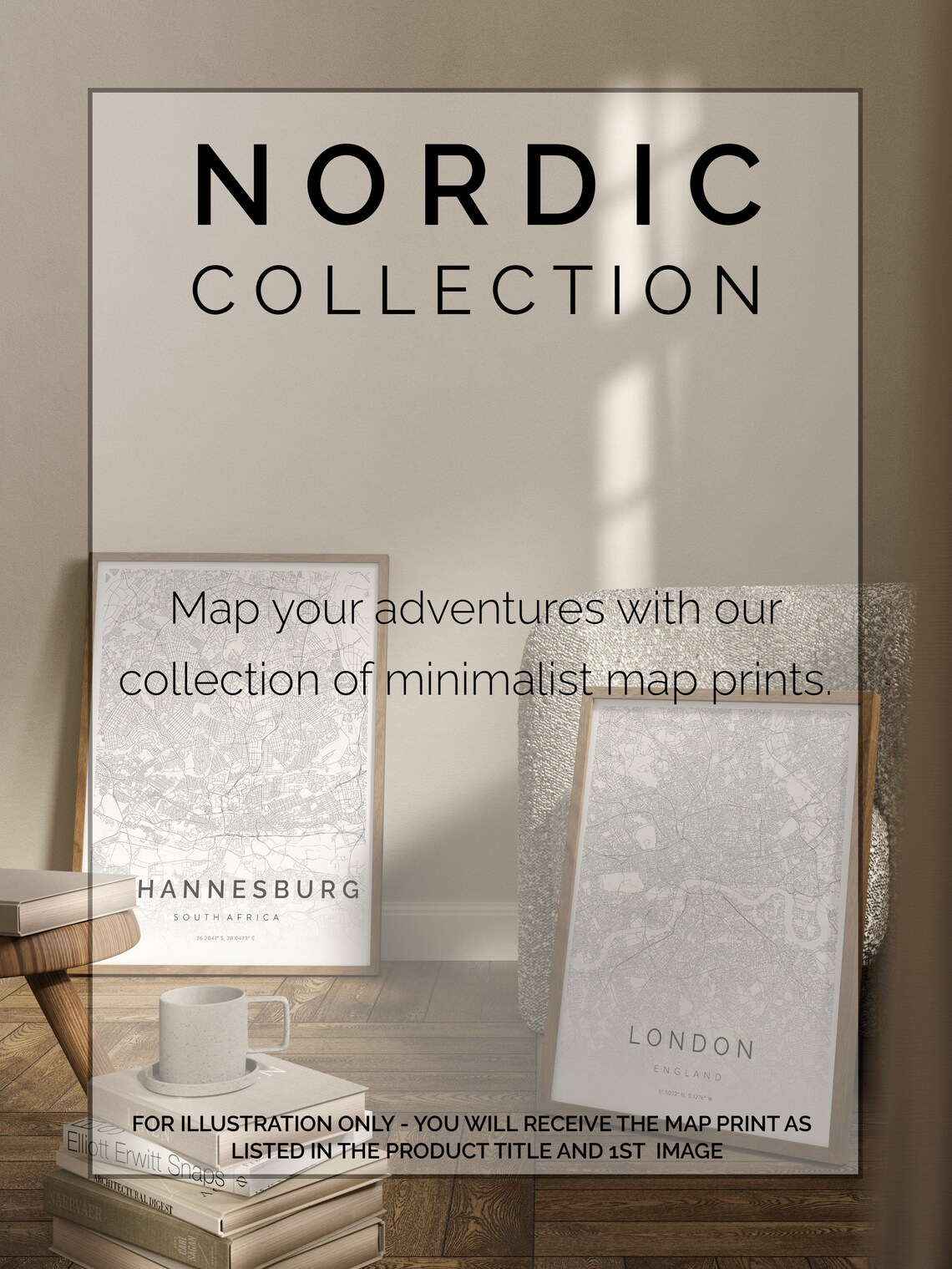 Johannesburg South Africa Minimalist White Grey City Map Poster - Image 2