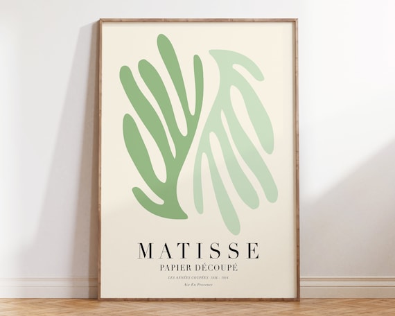 Matisse Sage Green Leaf Papier Decoupe 1936-1954 Minimal Botanical Poster