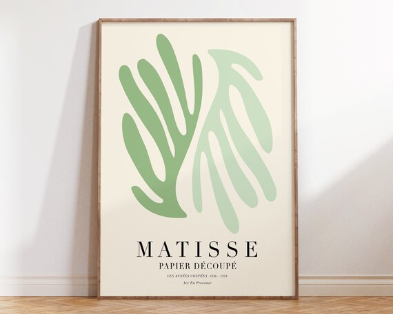 Sage Green Matisse Leaf Exhibition Poster Pastel Matisse Wall Art Boho Floral Flower Market Print Minimal Matisse Art Print Mp107
