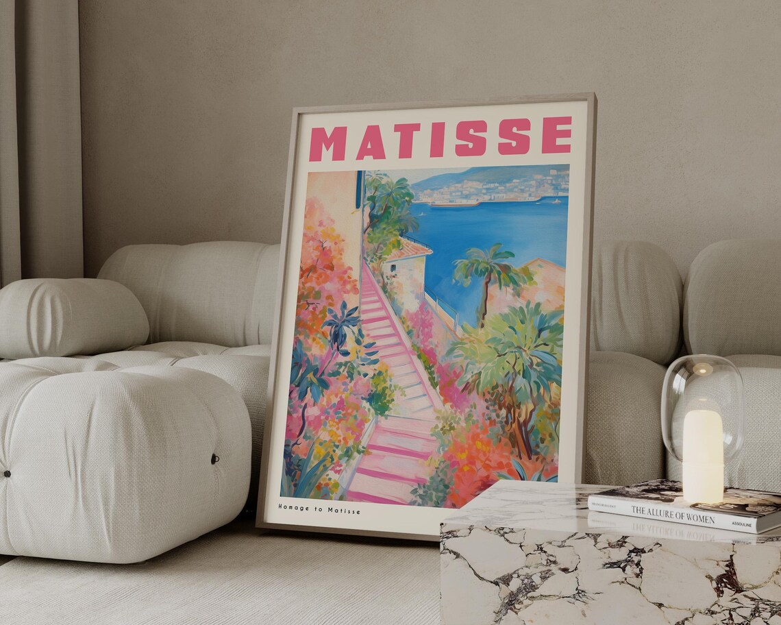 Matisse Homage Pink Stairs Coastal Terrace Fauvism Exhibition Print - Image 4