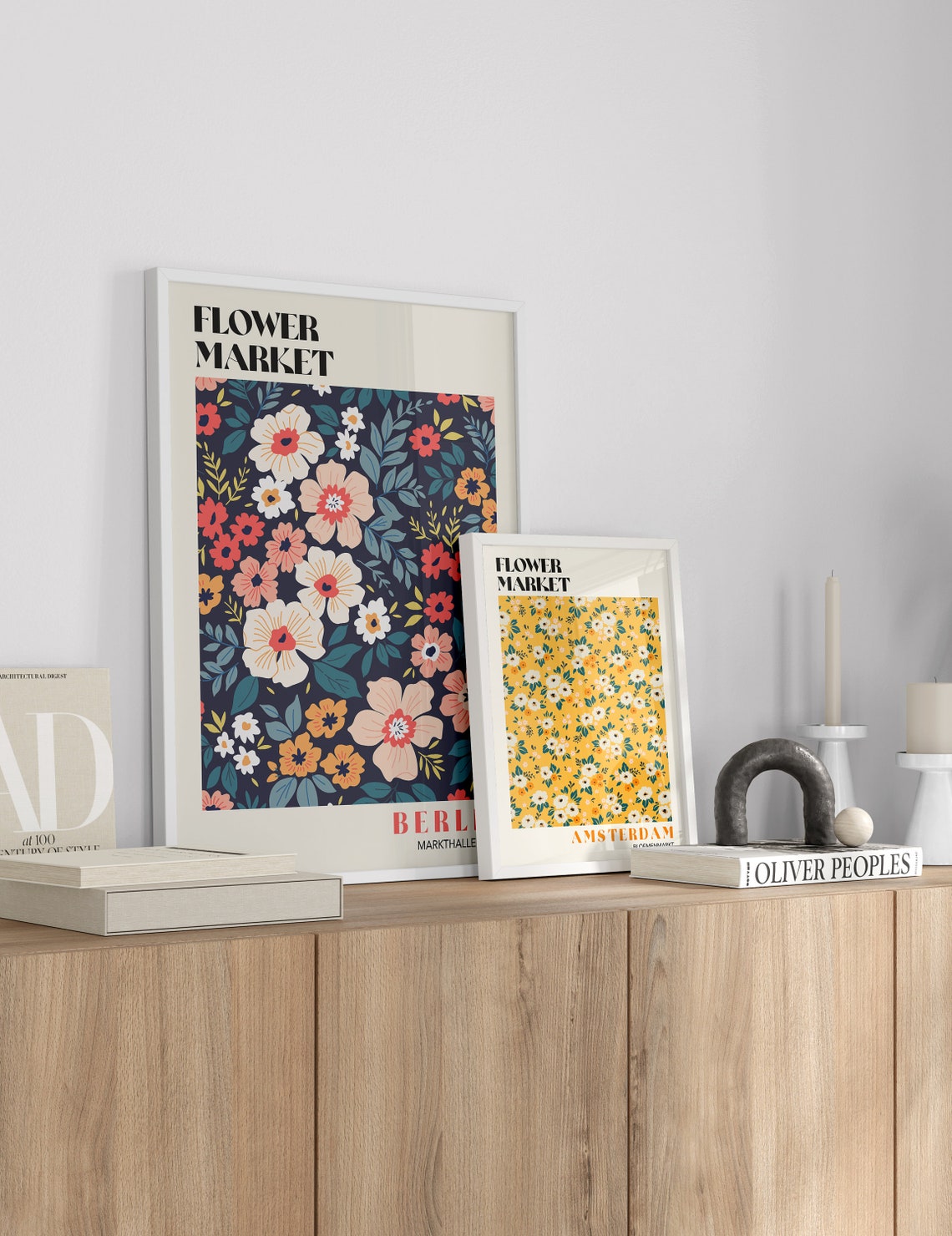 Berlin Flower Market Art Print Colourful Flower Market Berlin Flower Market Wall Art Retro 70s Flower Market Poster Retro Flowers F131 - Image 3