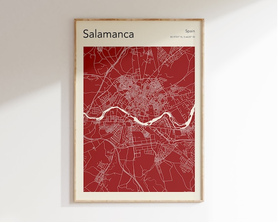 Salamanca City Map Print, Travel Wall Art
