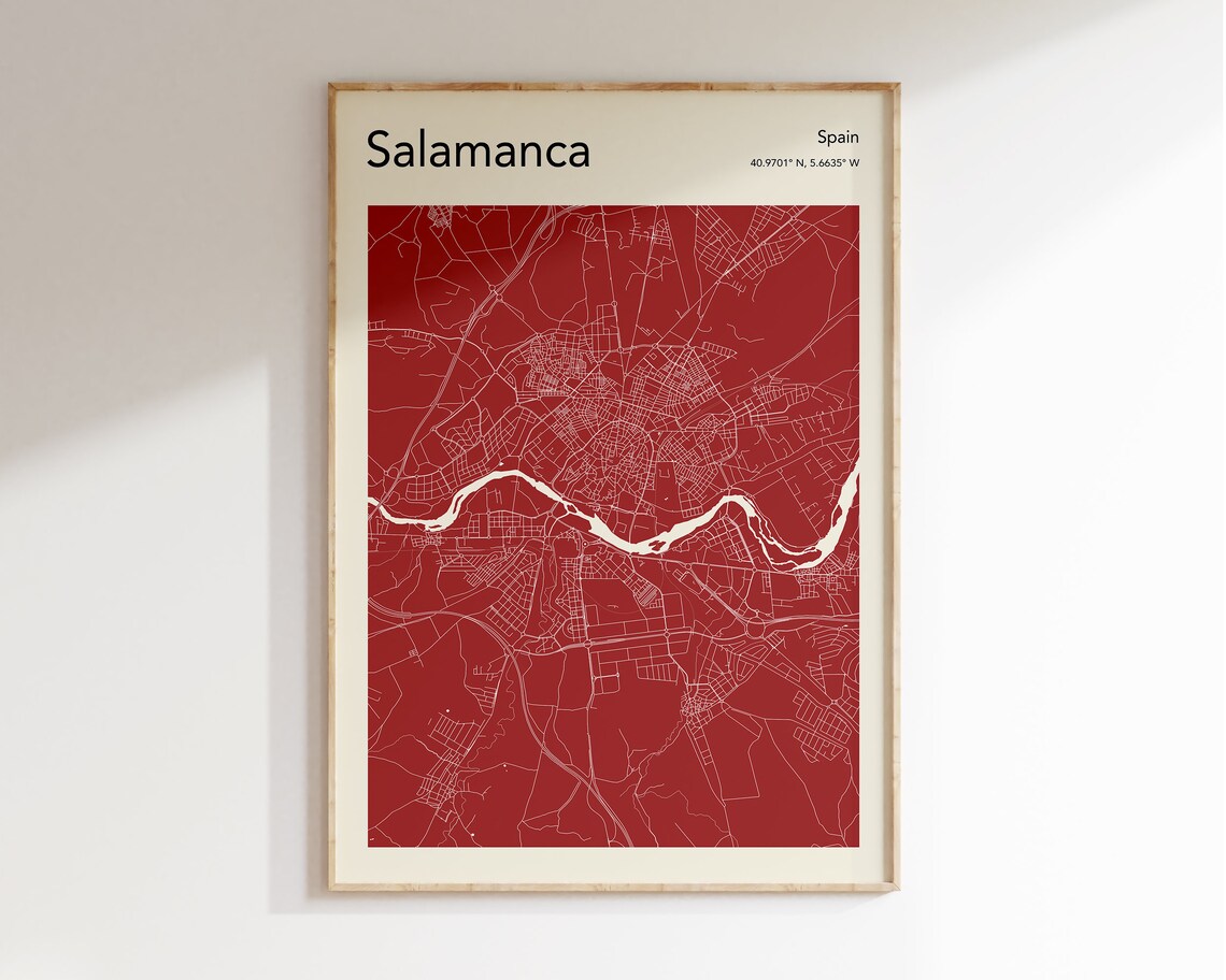 Salamanca City Map Print, Travel Wall Art