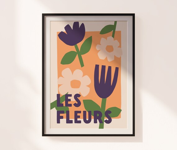 Les Fleurs Orange Abstract Matisse Cut Out Floral Art Poster