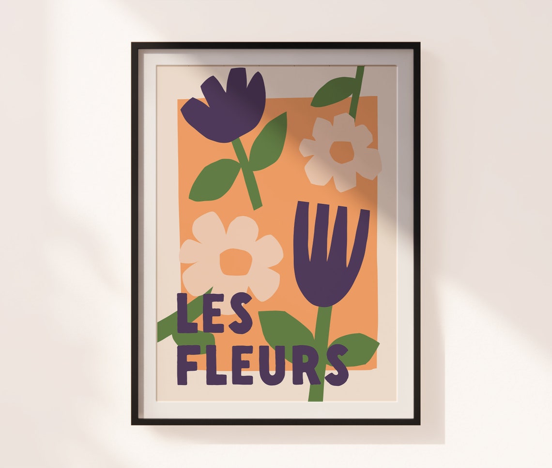 Les Fleurs Orange Abstract Matisse Cut Out Floral Art Poster