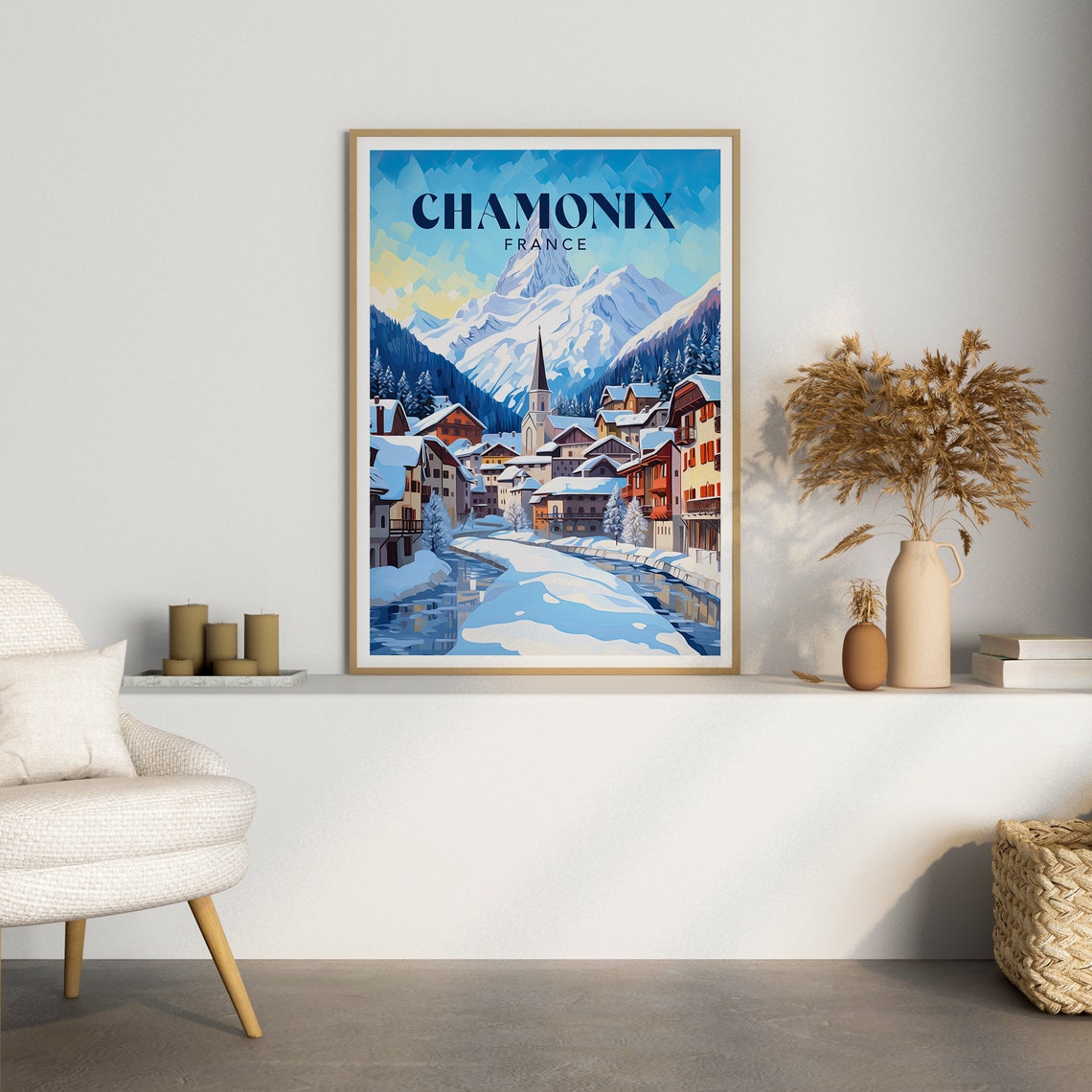 Chamonix France Alpine Snow Village Ski Resort Mountain Poster - Image 3