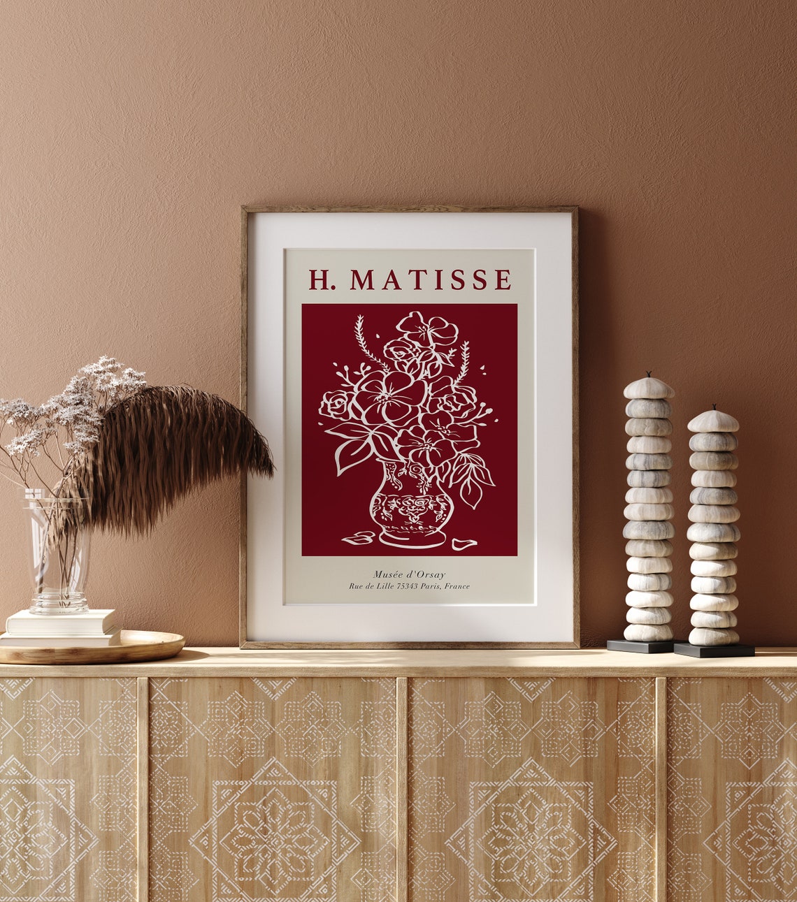 Matisse Musée d'Orsay Paris Red Floral Vase Botanical Line Art Poster - Image 3